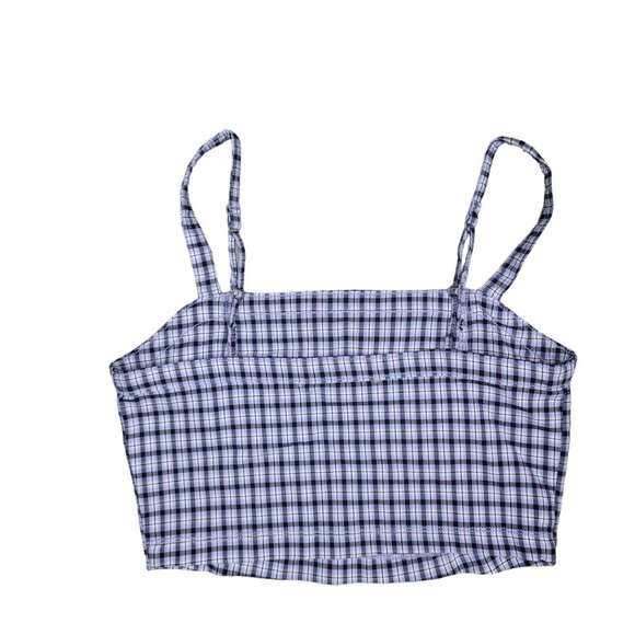 Hollister Plaid Crop Top Size L Advanced Stretch Purple & Black Checkered top - Picture 5 of 6